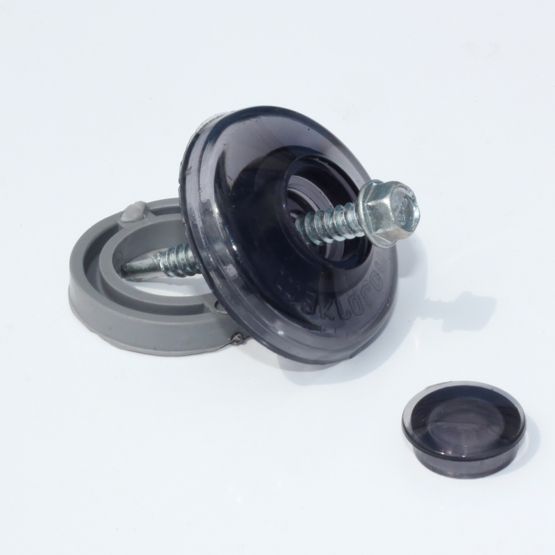 Термошайба для кріплення полікарбонату, Makrolon 41 мм, Сіра, Графіт (25шт)